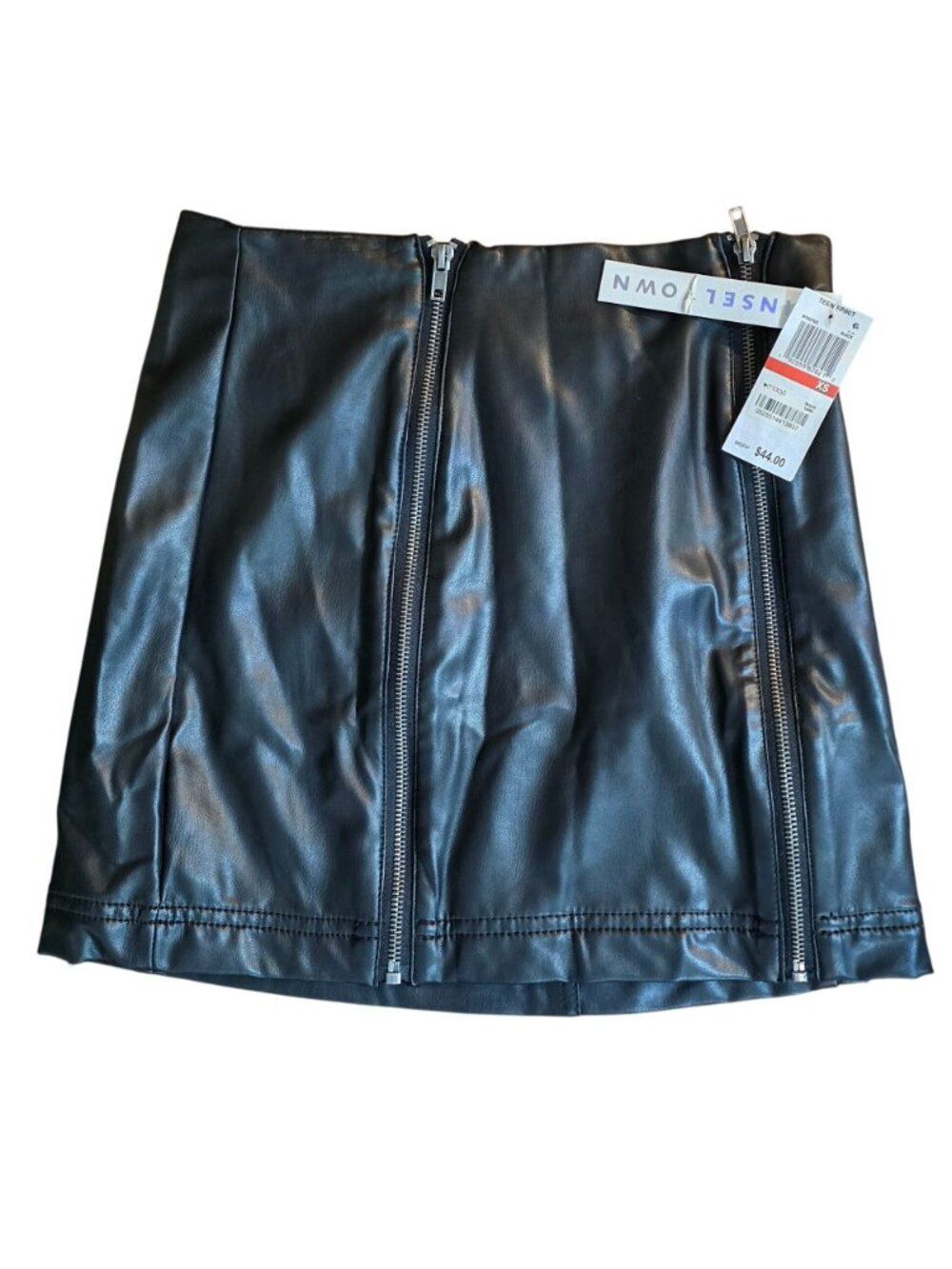 Black Faux Leather Mini Skirt Double Zipper goth glam mob wife club wear